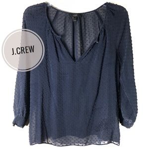 J. Crew Semi-Sheer Dot-Textured Long Sleeve Blouse